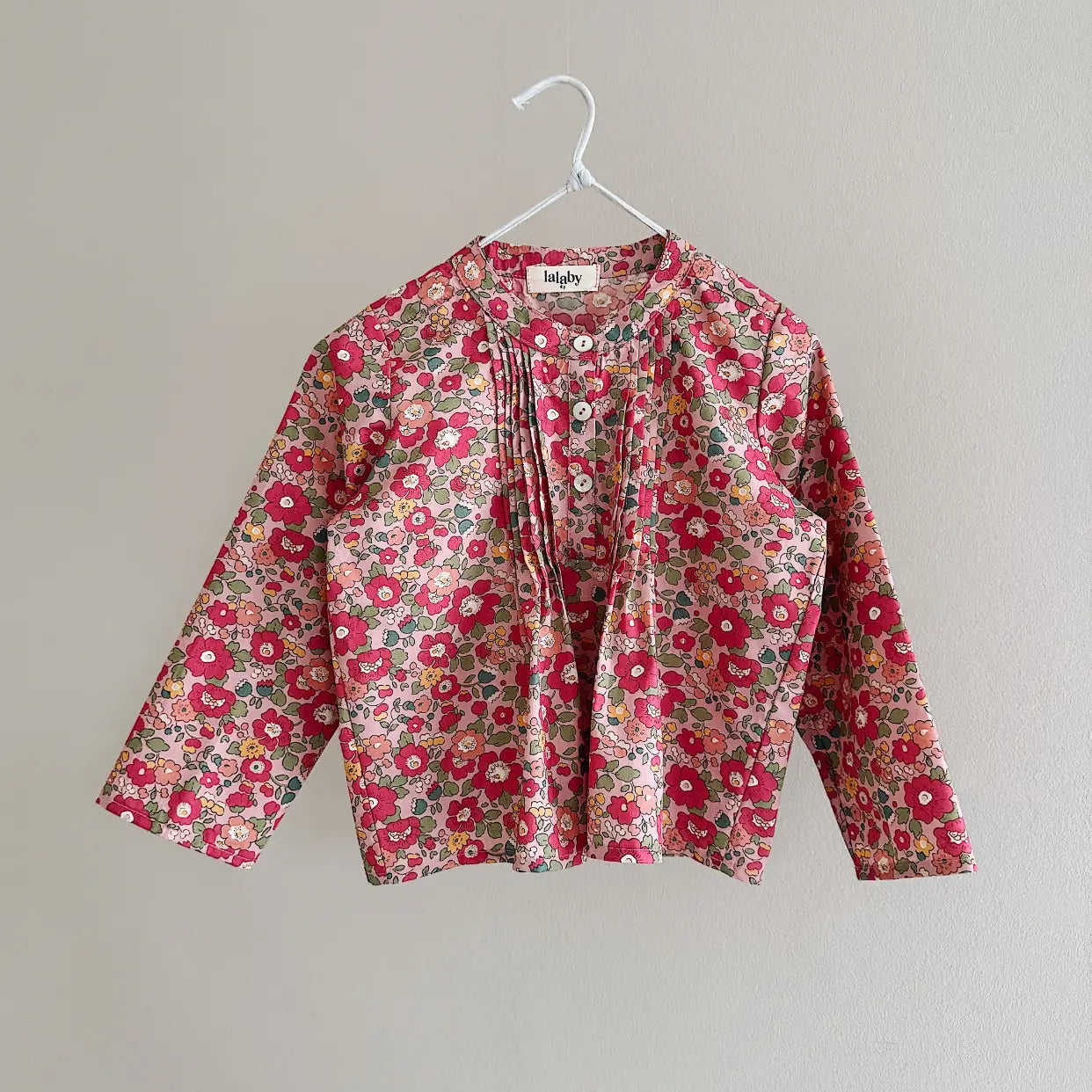 Lalaby Mimi kids shirt in berry betsy pink liberty organic cotton