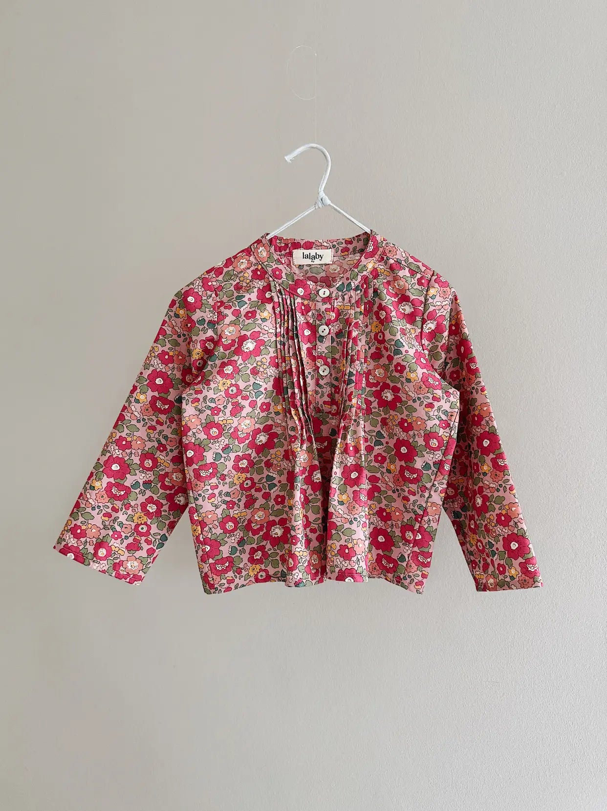 Lalaby Mimi kids shirt in berry betsy pink liberty organic cotton