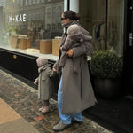 Kids wearing Lalaby Mio balaclava in toast brown cashmere