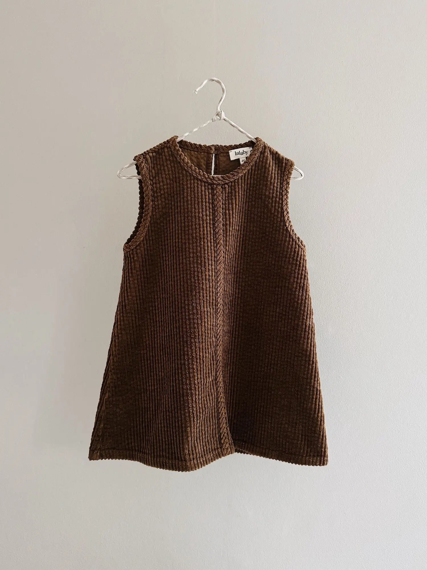 Lalaby Mumle dress for kids in cookie brown organic cotton mega cord