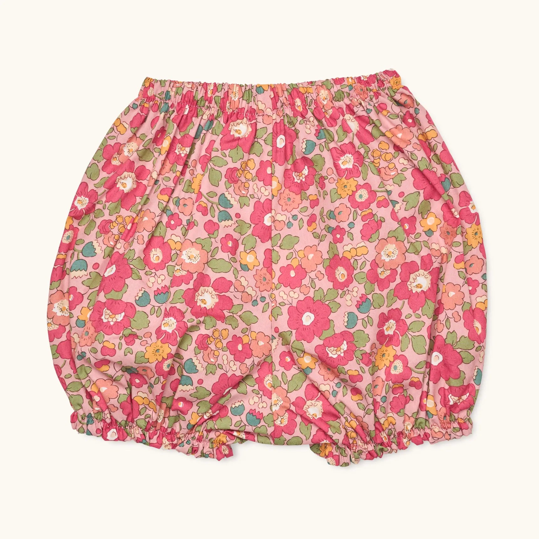 Lalaby Nelly bloomers for babies in berry betsy pink liberty organic cotton