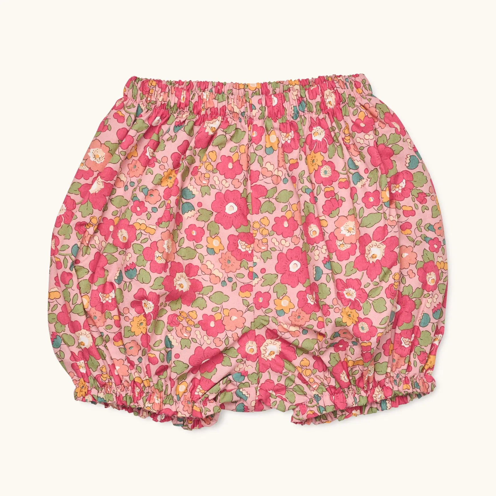 Lalaby Nelly bloomers for babies in berry betsy pink liberty organic cotton