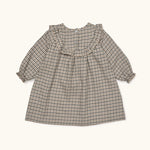 Lalaby Noey dress for babies in tweedy check organic cotton