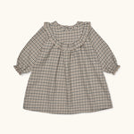 Lalaby Noey dress for babies in tweedy check organic cotton