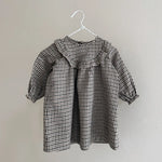 Lalaby Noey dress for babies in tweedy check organic cotton