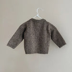 Lalaby Nomi cardigan for babies in a millet brown baby wool, yak and cashmere blend