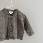 Lalaby Nomi cardigan for babies in a millet brown baby wool, yak and cashmere blend