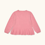 Lalaby Oda cardigan for kids in sorbet pink cashmere