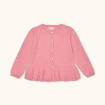 Lalaby Oda cardigan for kids in sorbet pink cashmere