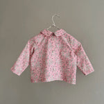 Lalaby Oya baby top in pink flower liberty cotton corduroy