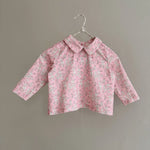 Lalaby Oya baby top in pink flower liberty cotton corduroy