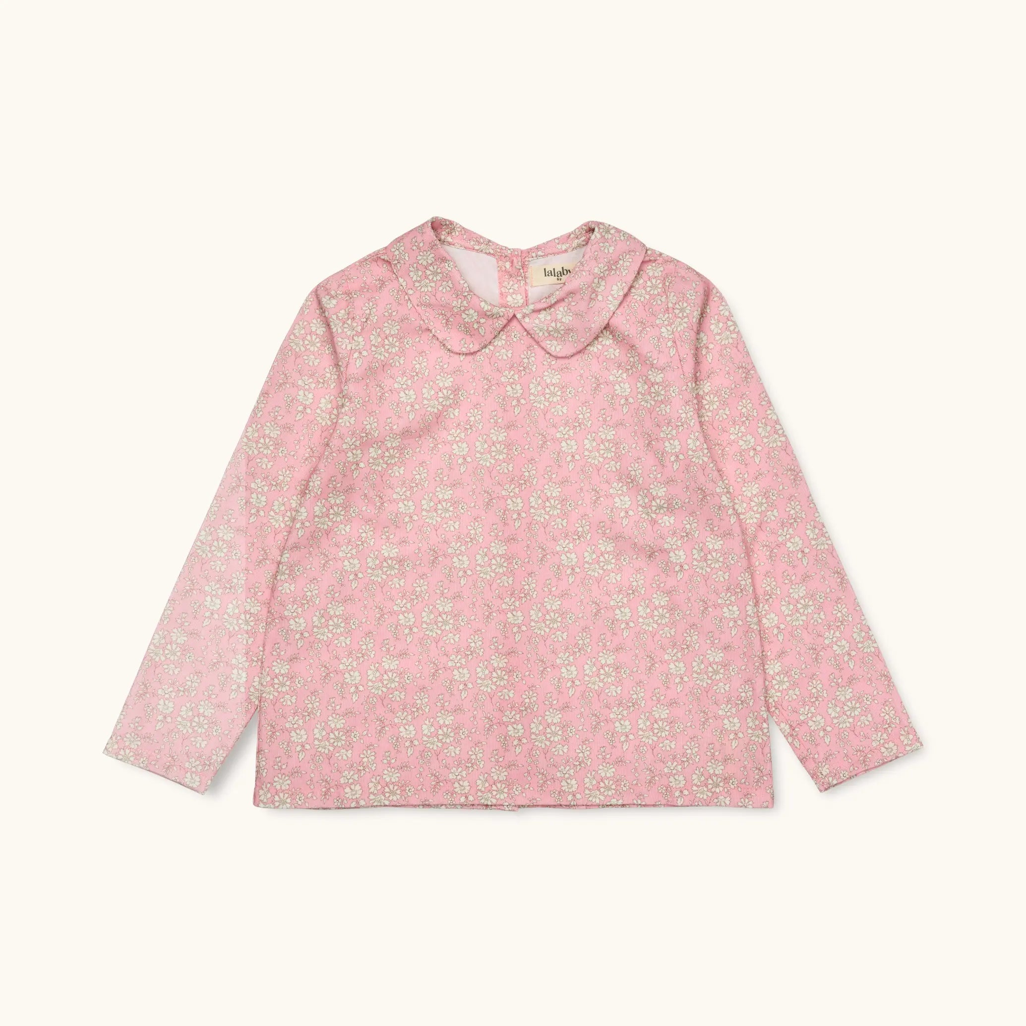 Lalaby Oya kids top in pink flower liberty cotton corduroy