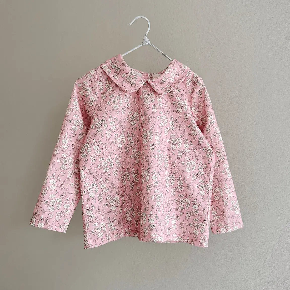 Lalaby Oya kids top in pink flower liberty cotton corduroy