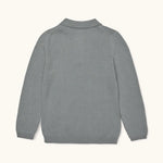 Lalaby knitted Pauli polo for kids in dove blue cashmere