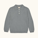 Lalaby knitted Pauli polo for kids in dove blue cashmere