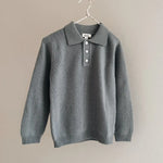 Lalaby knitted Pauli polo for kids in dove blue cashmere