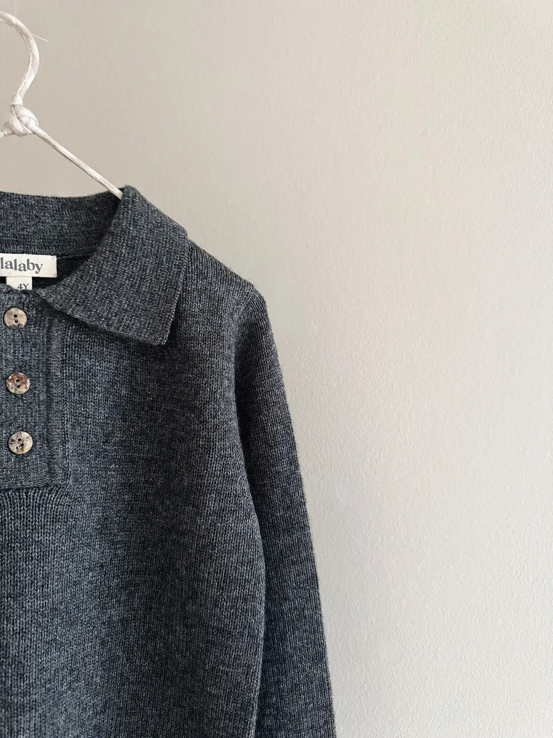 Lalaby Pauli polo for kids in storm grey cashmere