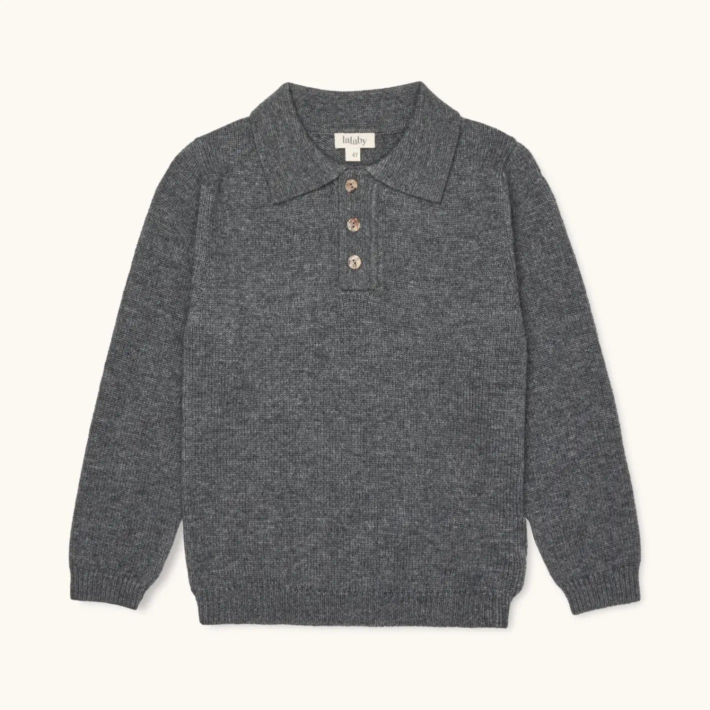 Lalaby Pauli polo for kids in storm grey cashmere
