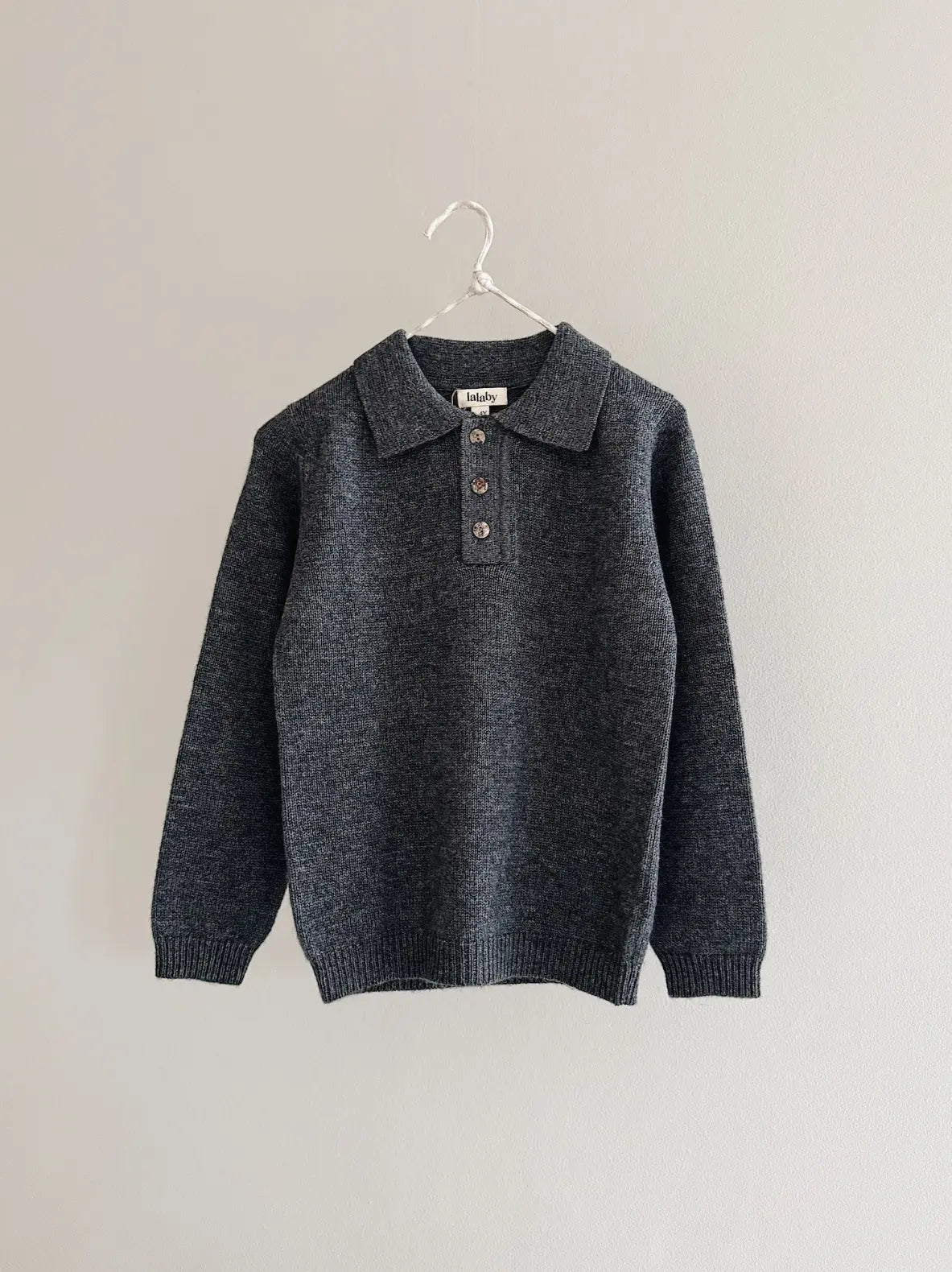 Lalaby Pauli polo for kids in storm grey cashmere