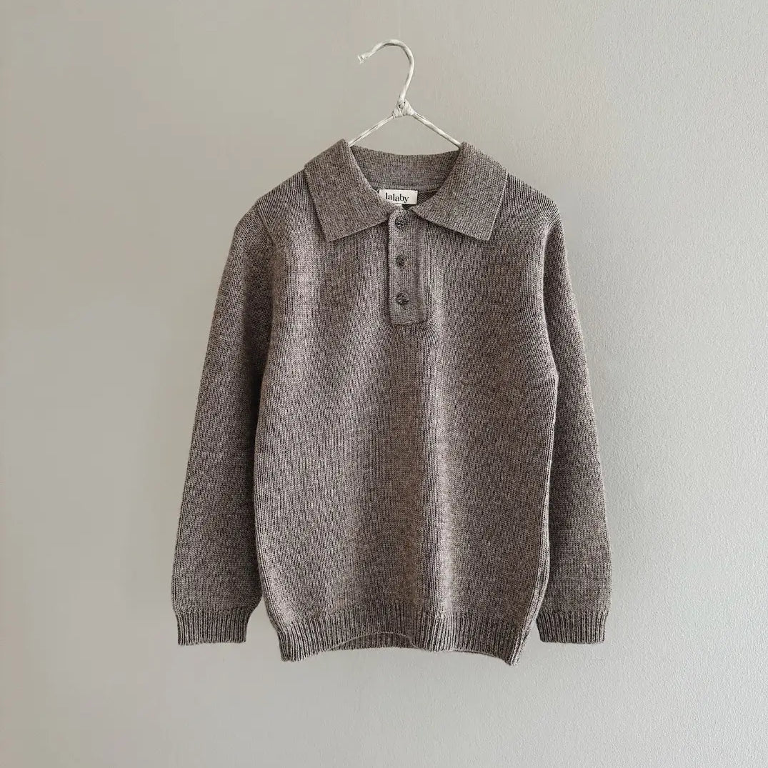 Lalaby Pauli polo for kids in toast brown cashmere