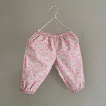 Lalaby Pixi pants for babies in pink flower liberty cotton corduroy
