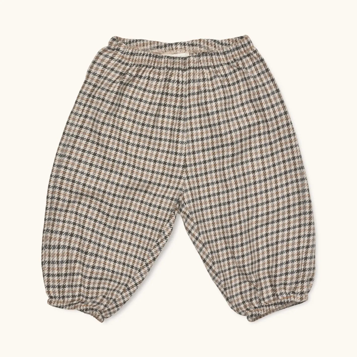 Lalaby Pixi pants for babies in tweedy check organic cotton