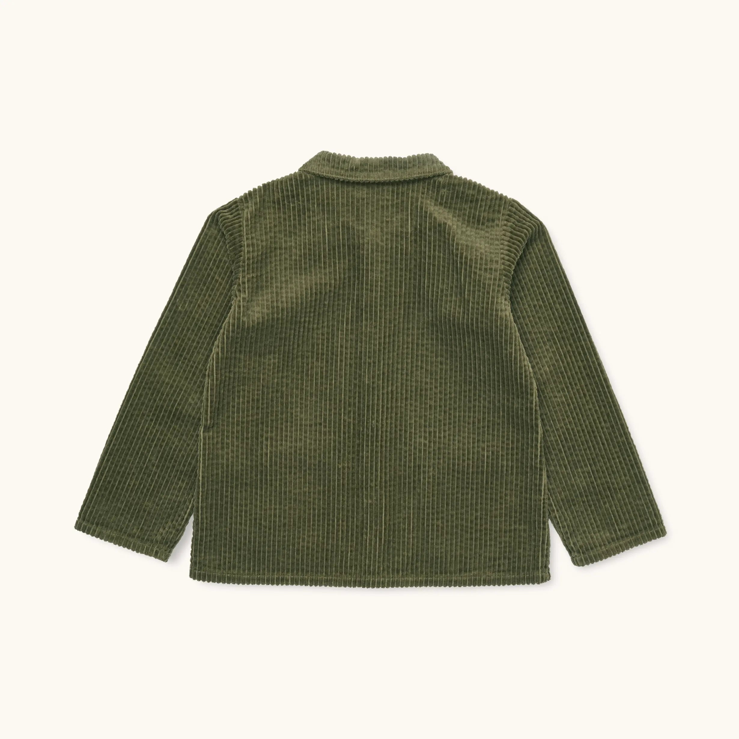 Lalaby Samson kids overshirt in forest green organic cotton mega cord