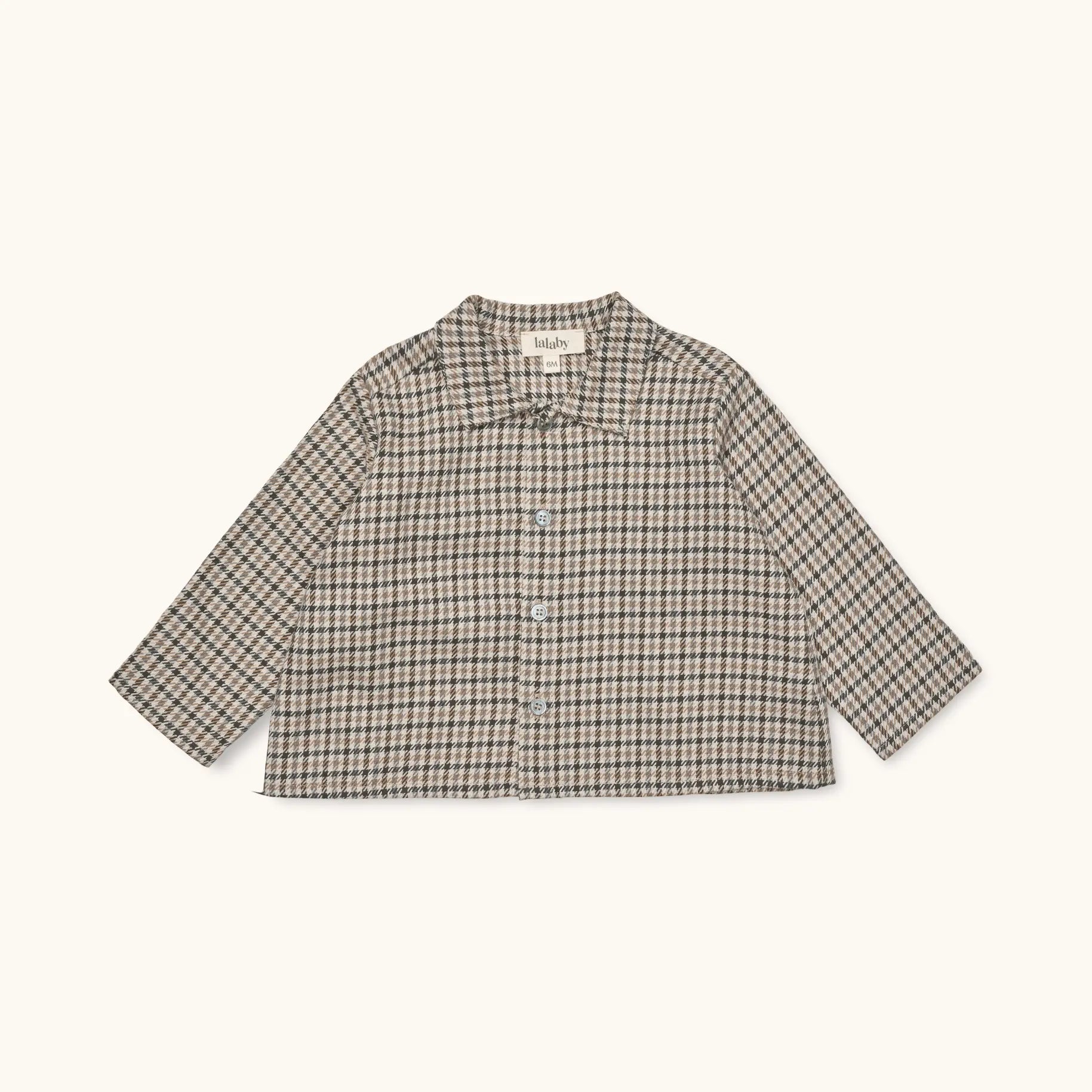 Lalaby Saxo baby shirt in tweedy check organic cotton
