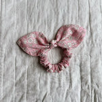 Lalaby Scrunchie bow for kids in pink flower corduroy liberty  