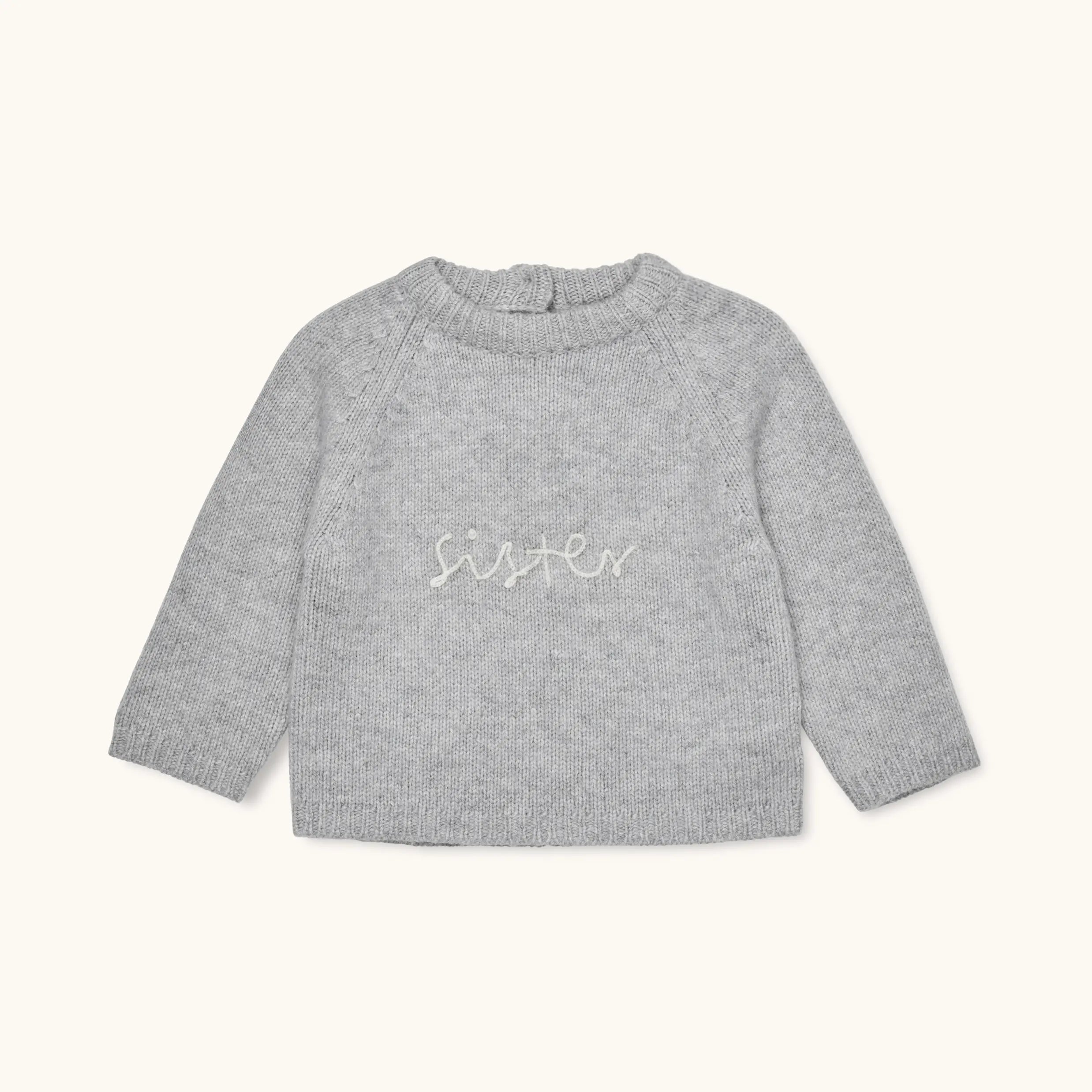 Lalaby Sister sweater for babies in a grey baby wool, yak and cashnere blend