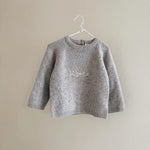 Lalaby Sister sweater for babies in a grey baby wool, yak and cashnere blend