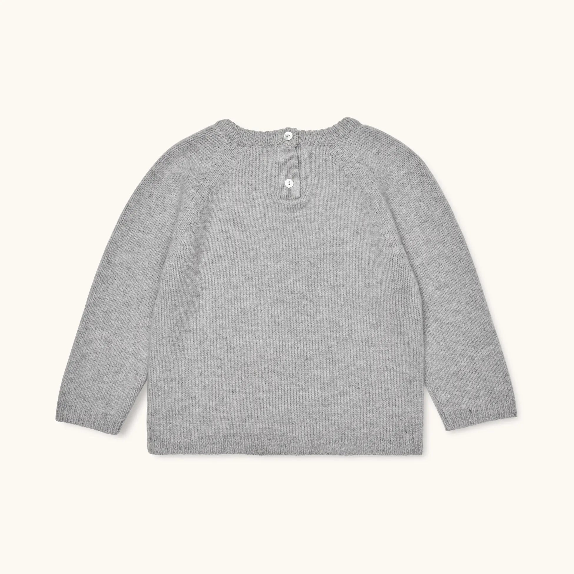 Lalaby Sister sweater for kids in a grey baby wool, yak and cashnere blend