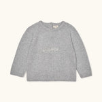 Lalaby Sister sweater for kids in a grey baby wool, yak and cashnere blend