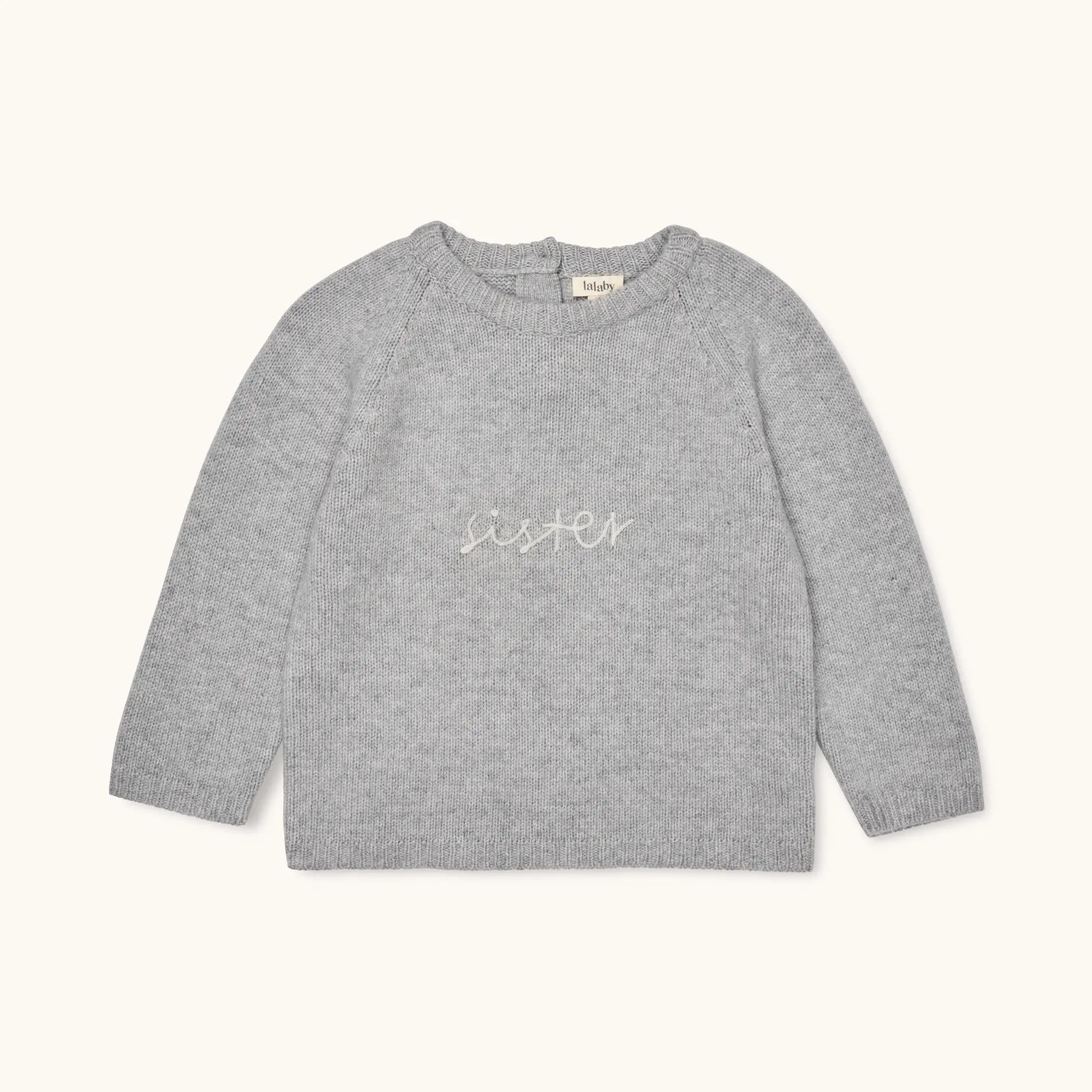 Lalaby Sister sweater for kids in a grey baby wool, yak and cashnere blend