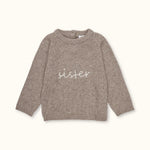 Lalaby Sister sweater for kids in a millet brown baby wool, yak and cashmere blend