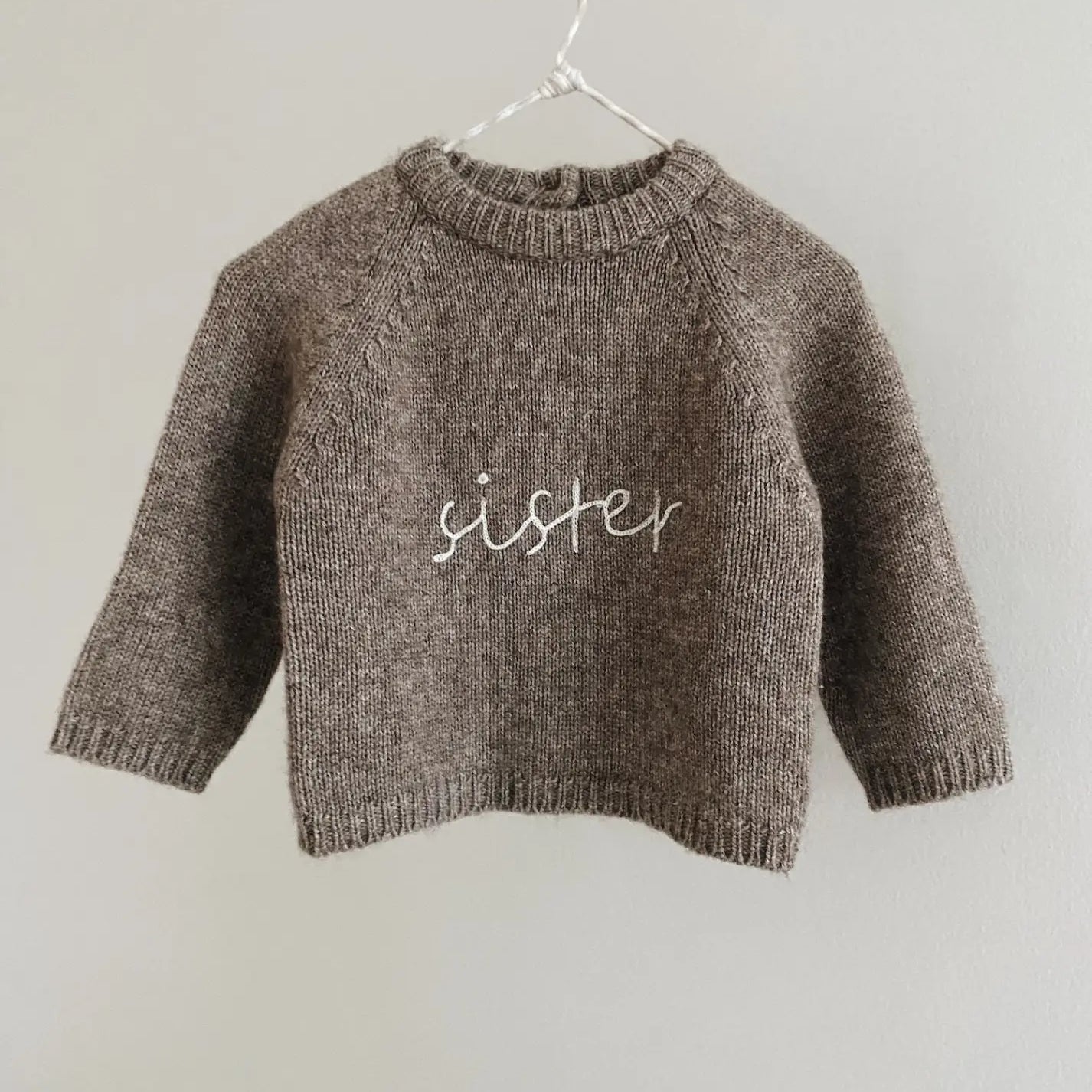 Lalaby Sister sweater for kids in a millet brown baby wool, yak and cashmere blend