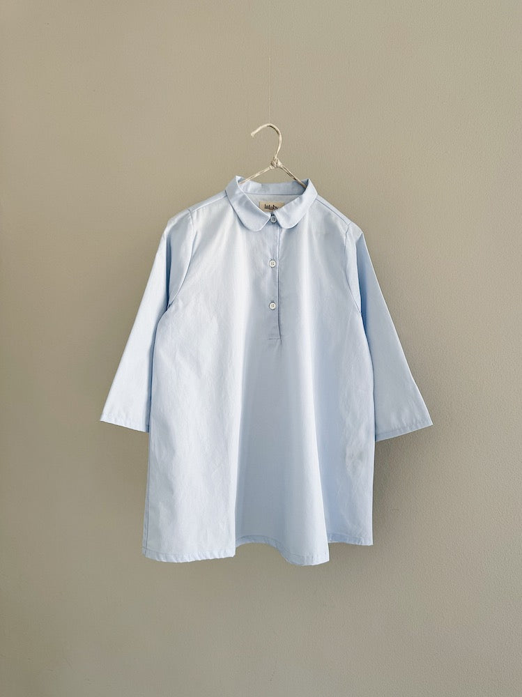 A light summer pj dress in sky blue, from Lalaby, made from organic cotton