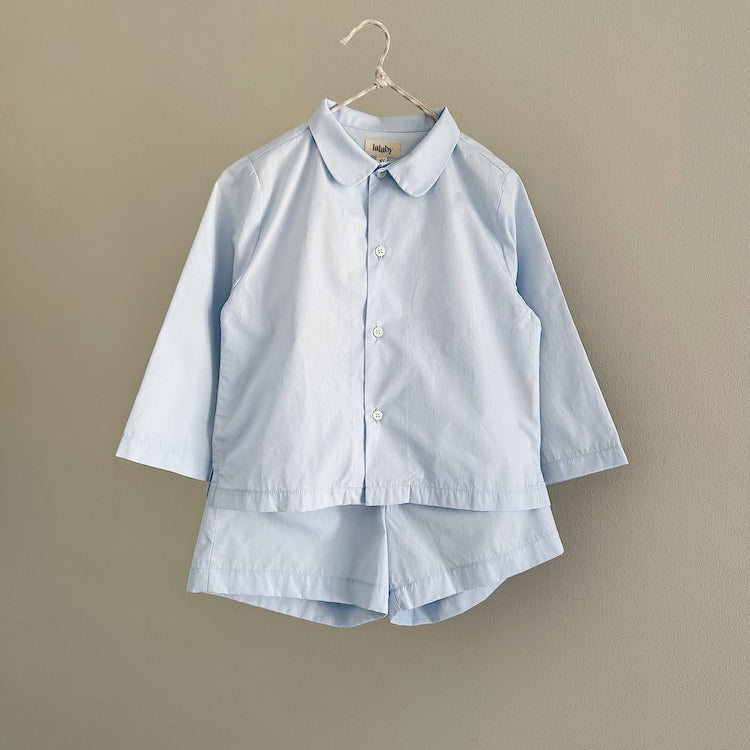 Lalaby summer pj set in a sky blue color, made from organic cotton