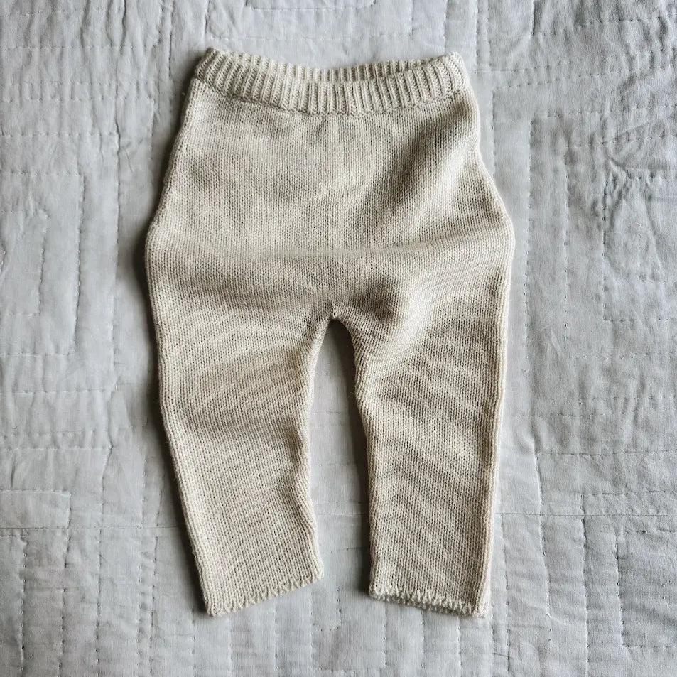 Lalaby Suri pants for babies in natural white merino wool