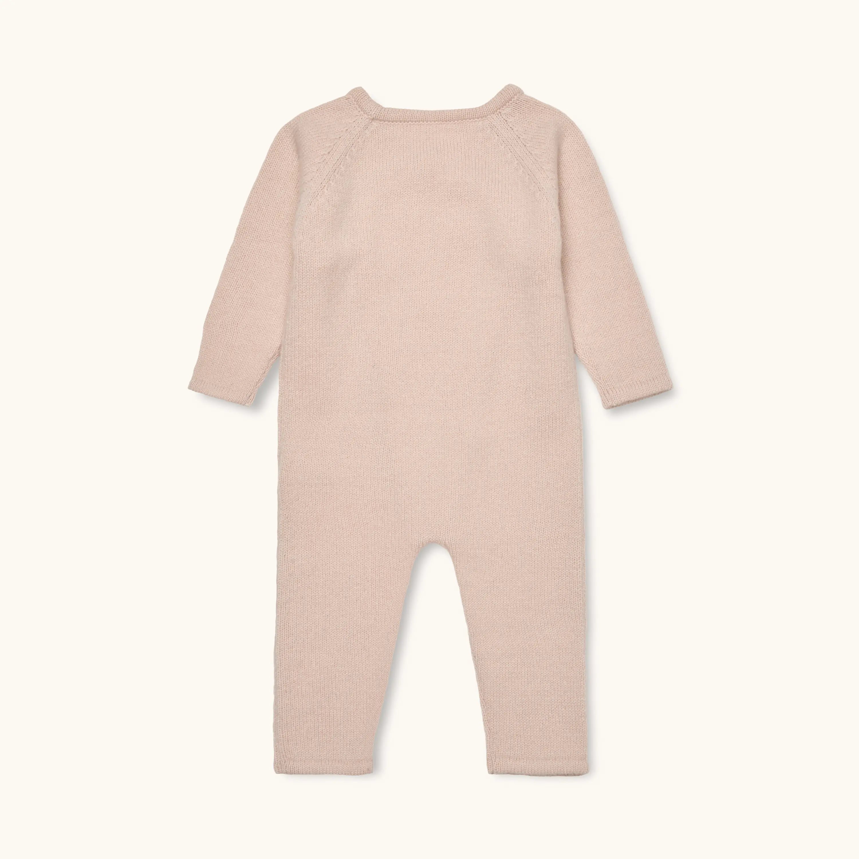 Lalaby Uma jumpsuit for babies in powder pink cashmere