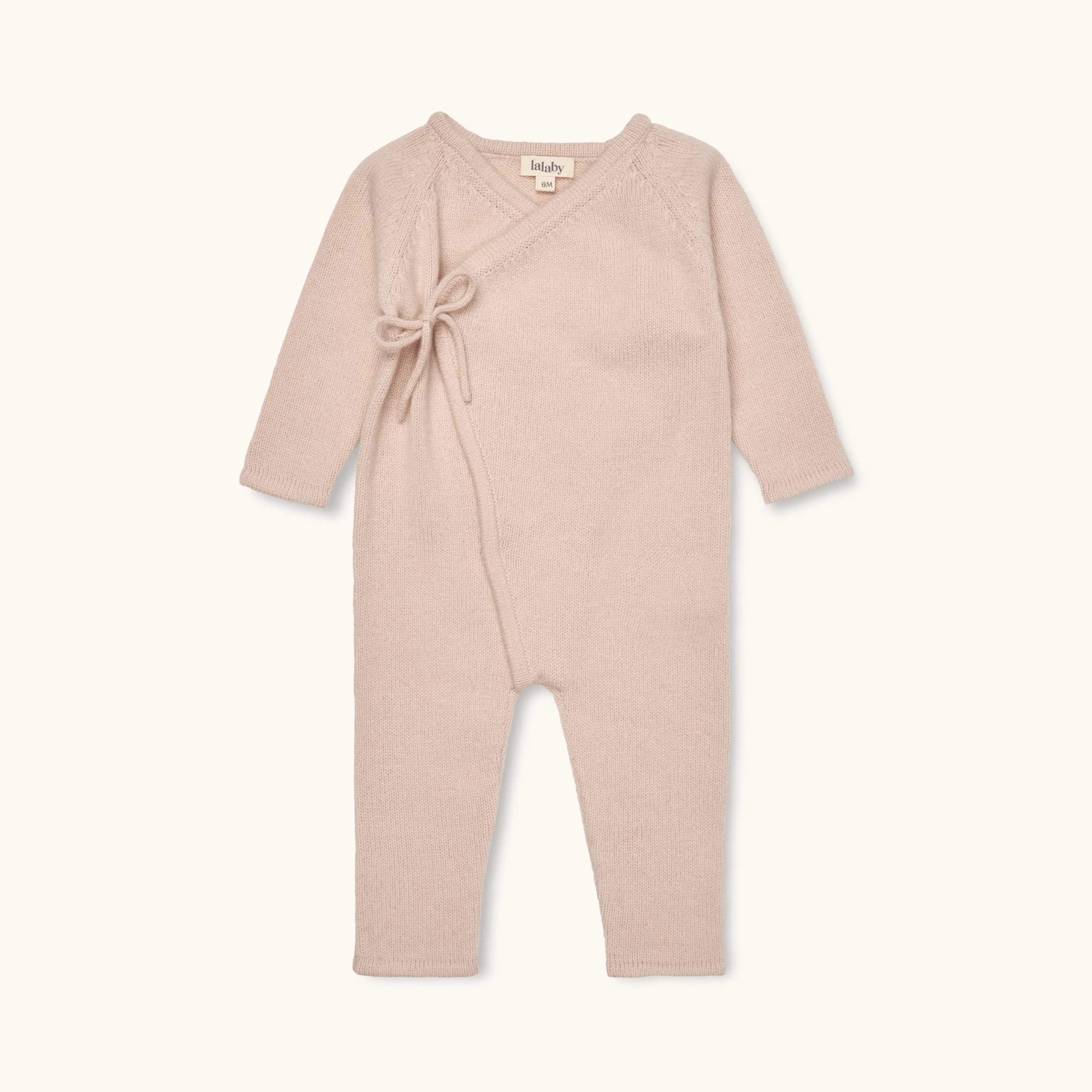 Lalaby Uma jumpsuit for babies in powder pink cashmere