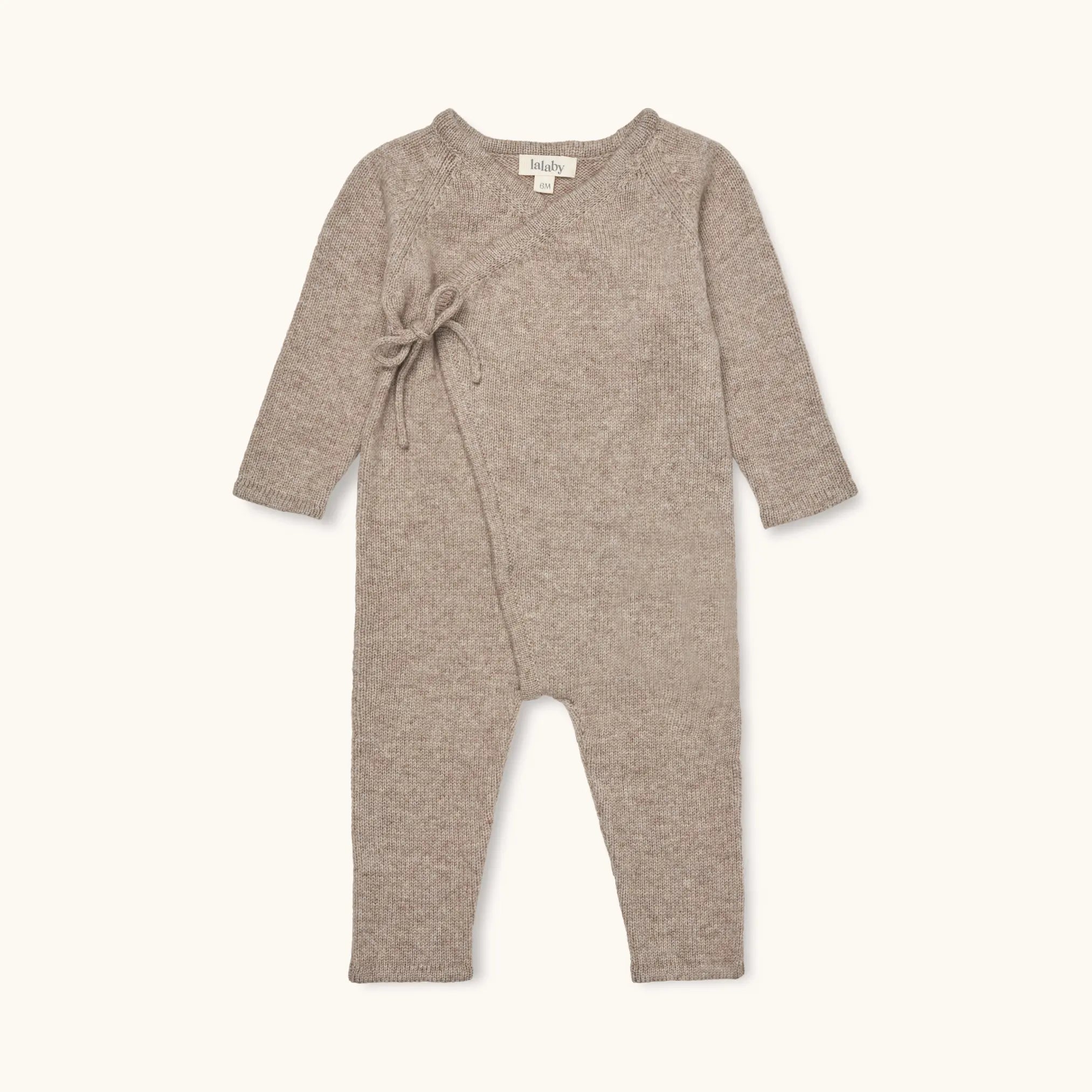 Lalaby Uma jumpsuit for babies in toast brown cashmere