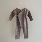 Lalaby Uma jumpsuit for babies in toast brown cashmere