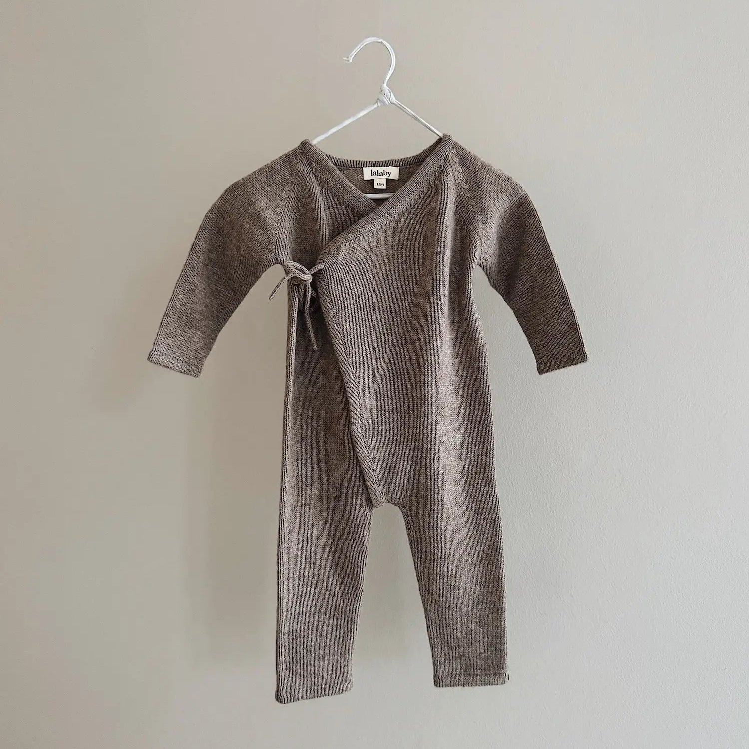Lalaby Uma jumpsuit for babies in toast brown cashmere
