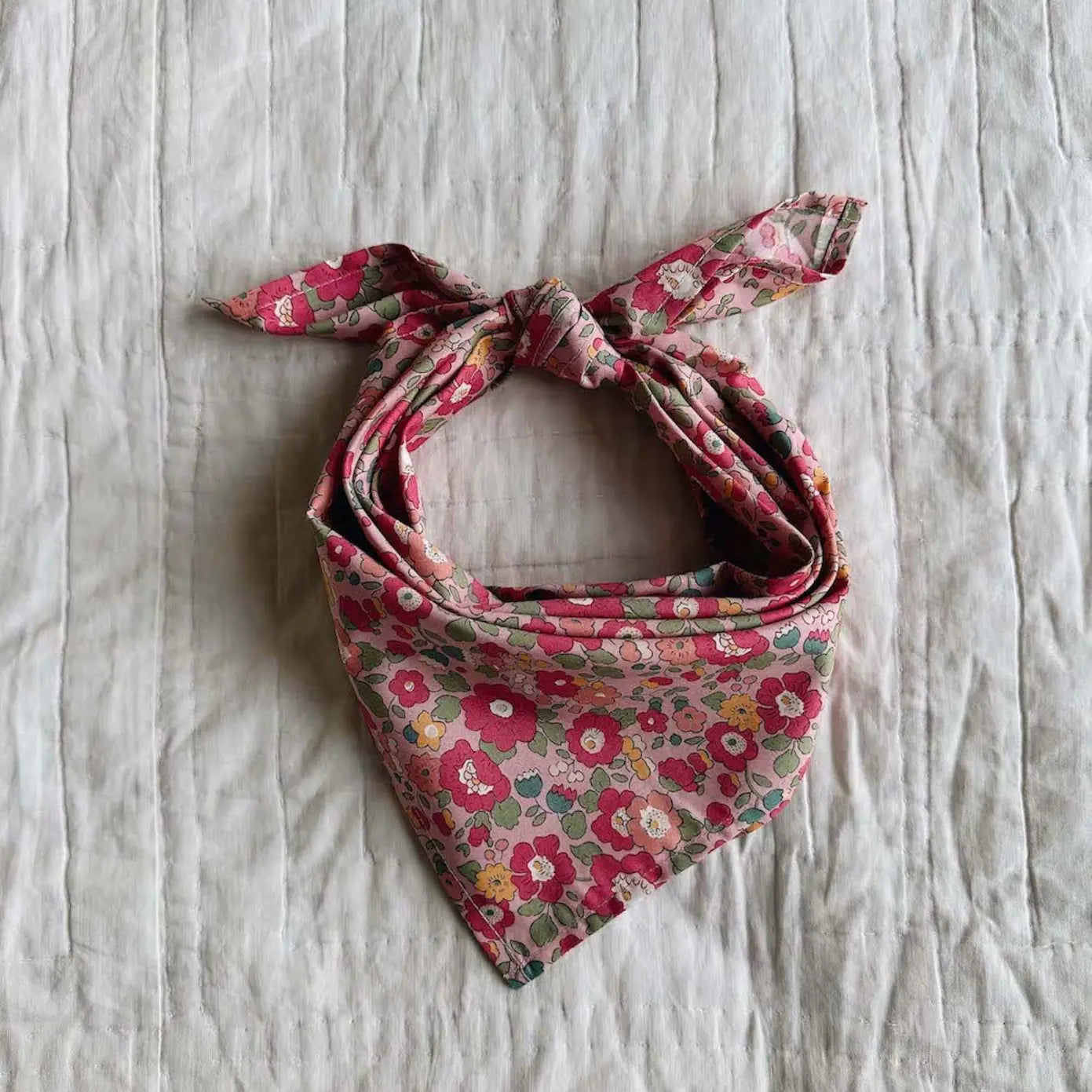 Lalaby Vera scarf for kids and adults in berry betsy pink liberty organic cotton