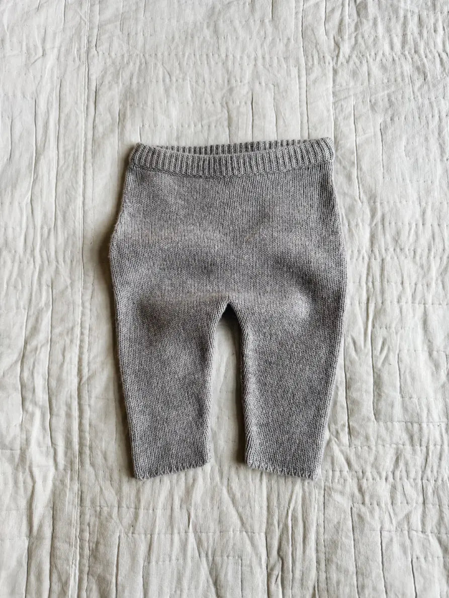 Lalaby Wendy pants for babies in a grey baby wool, yak and cashnere blend