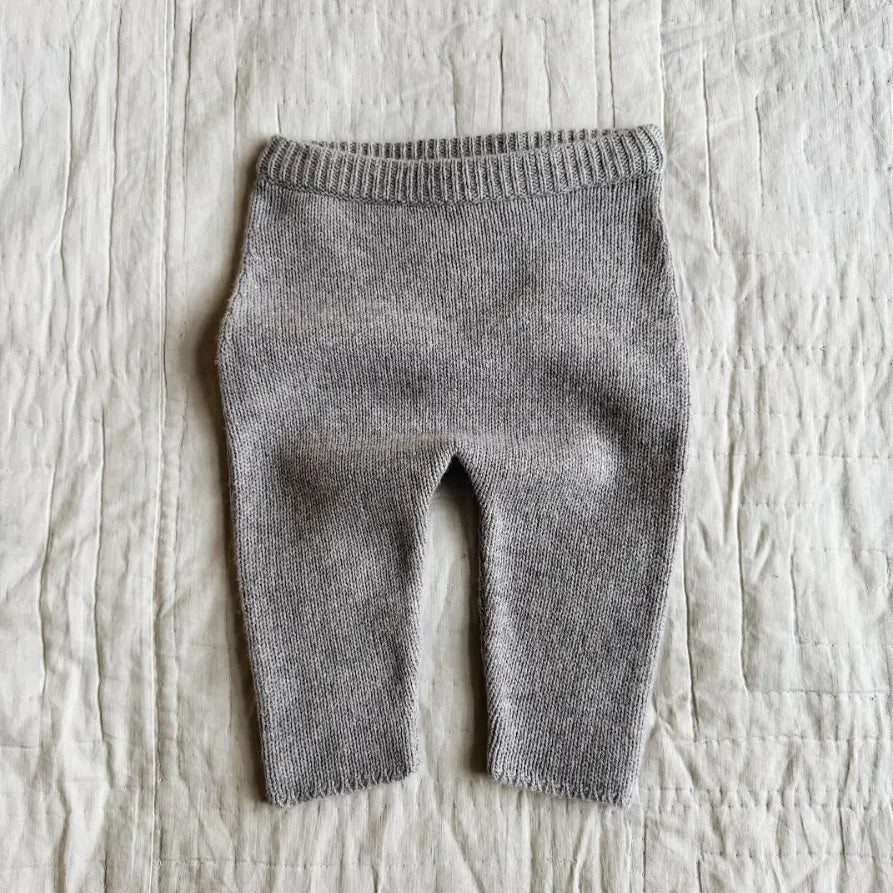Lalaby Wendy pants for babies in a grey baby wool, yak and cashnere blend