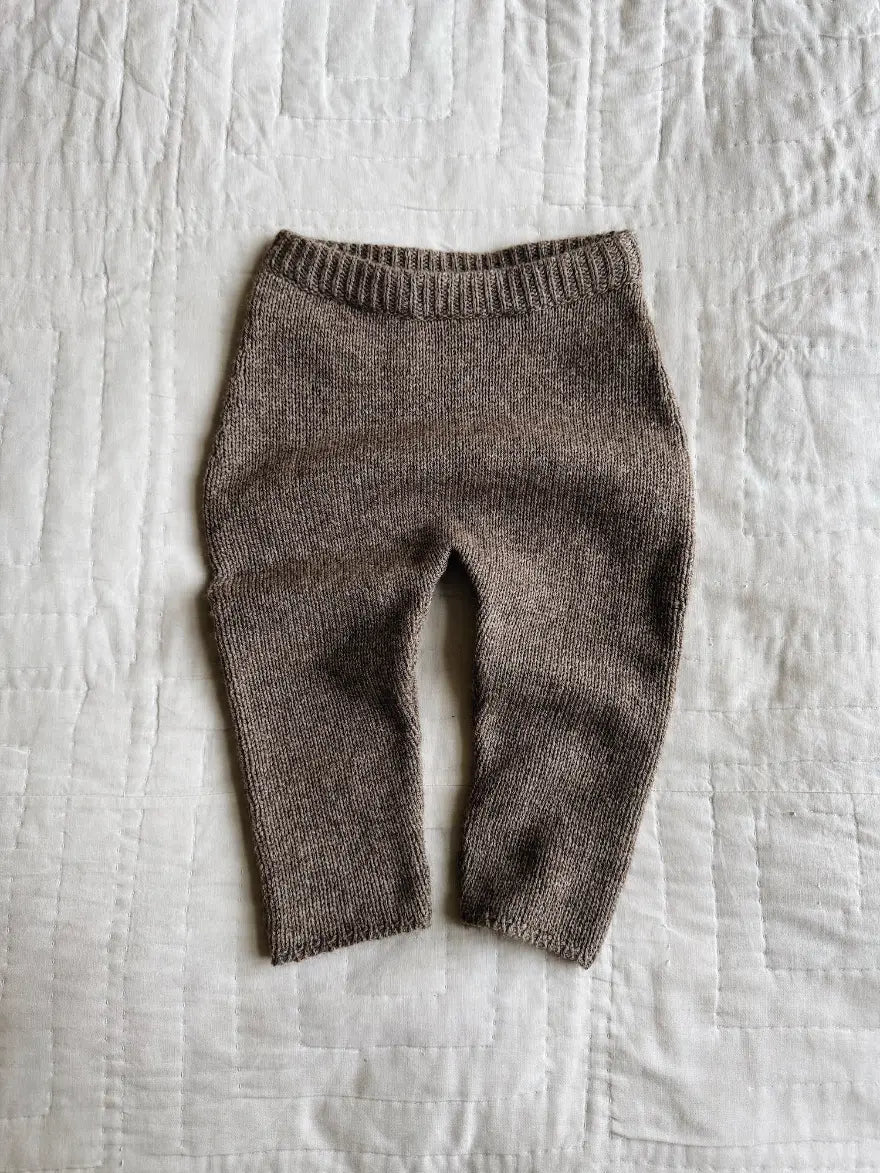 Lalaby Wendy pants for babies in a millet brown baby wool, yak and cashmere blend