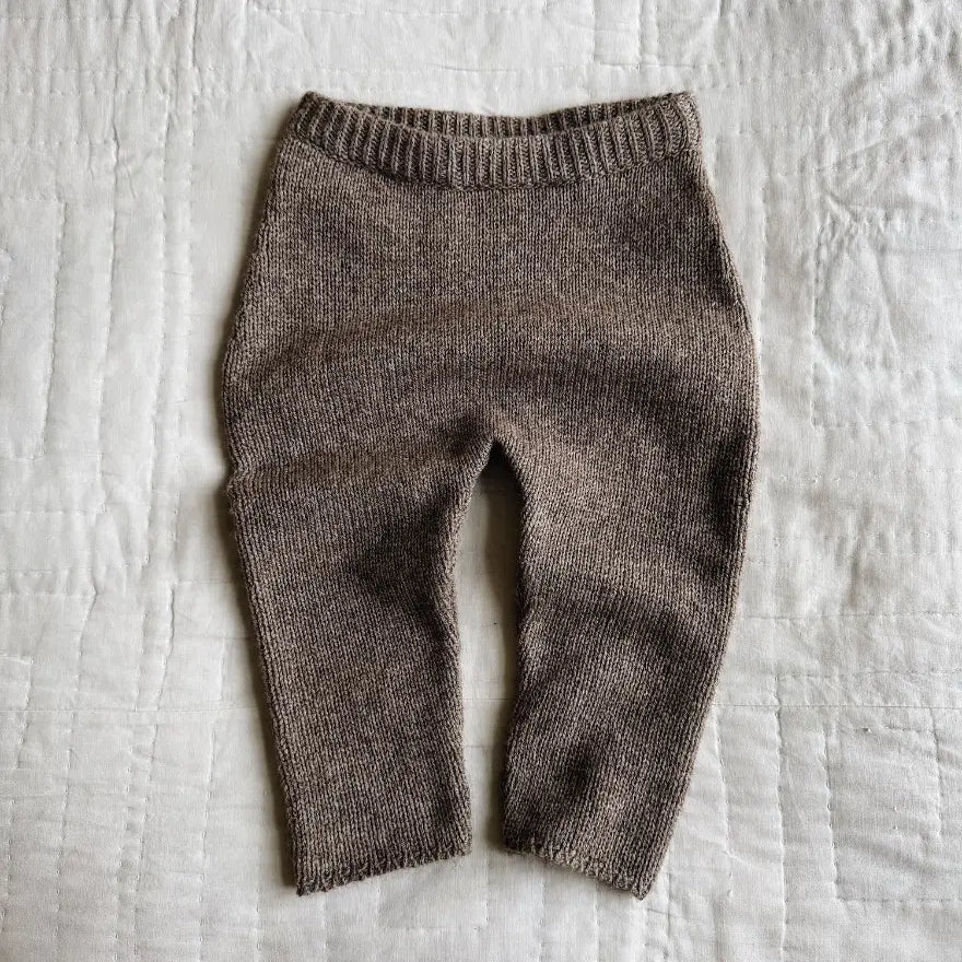 Lalaby Wendy pants for babies in a millet brown baby wool, yak and cashmere blend