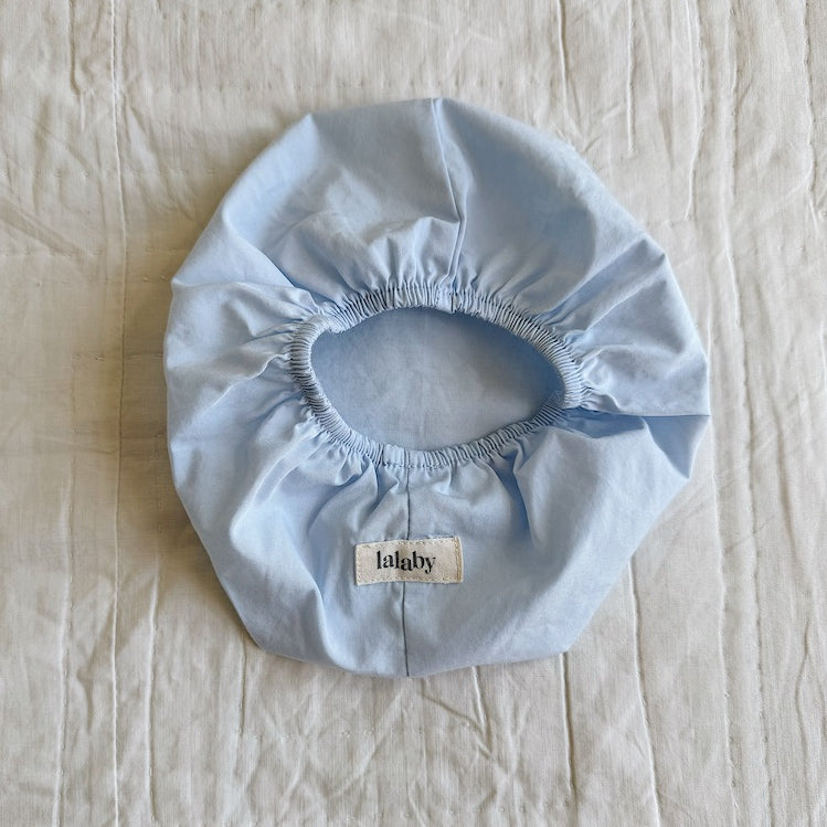 Lalaby wet wipe cover in a sky blue color, made from 100% organic cotton